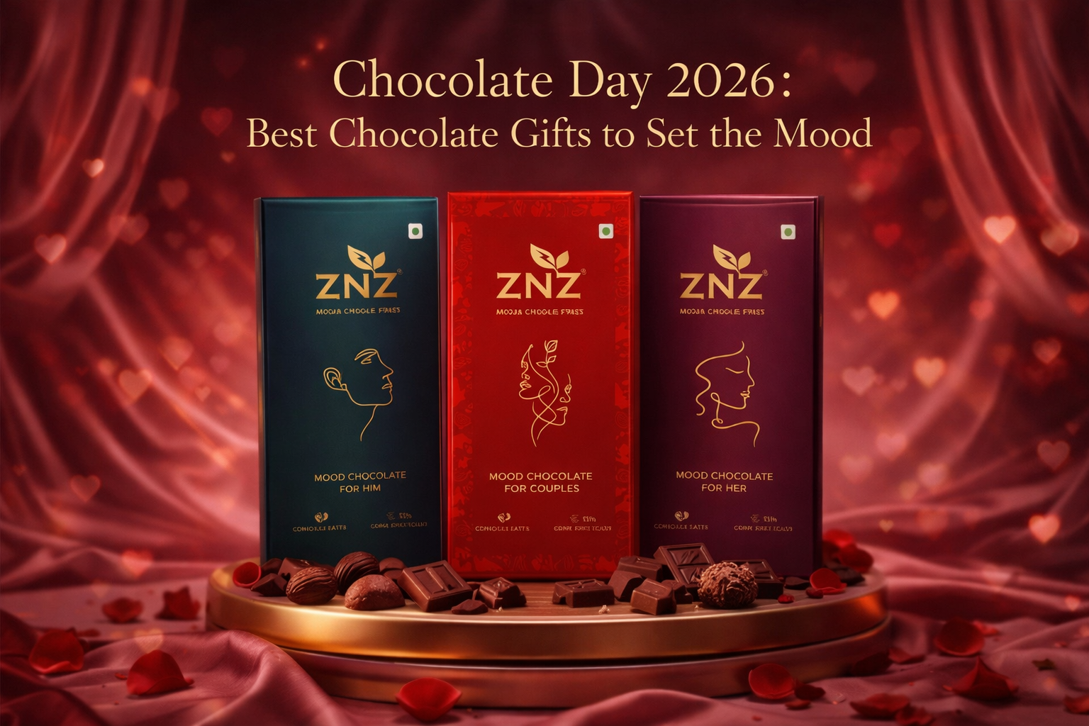 Luxury ZNZ Mood chocolate gift collection for Chocolate Day 2026 featuring premium chocolates for him, her, and couples