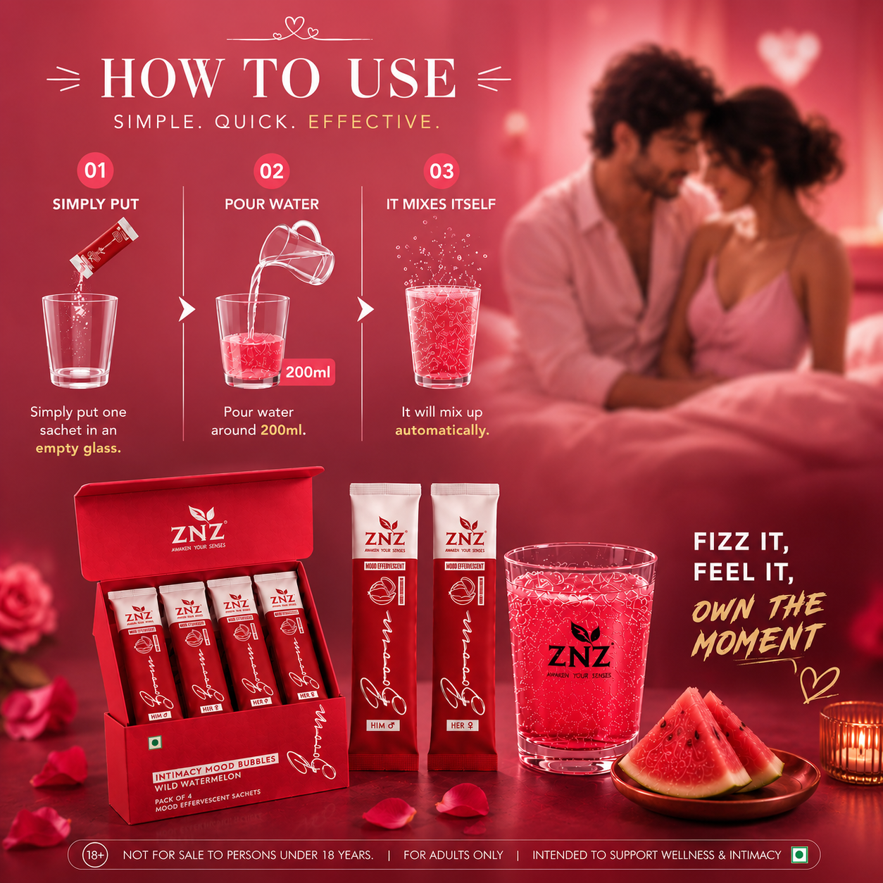 ZNZ Booom Mood Effervescent Sachets For Couples